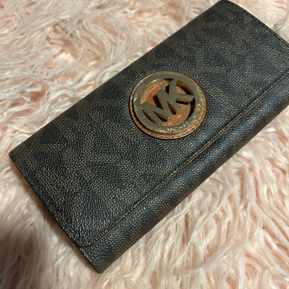 Michael Kors Dark Gray Wallet with Gold Logo